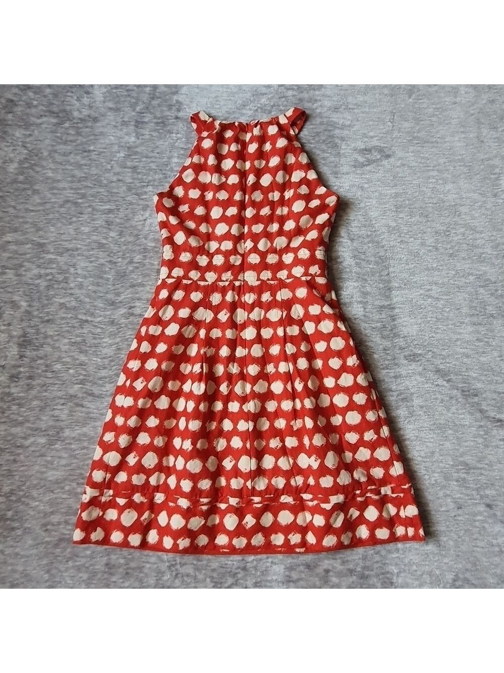 Eliza J. Polka Dot Orange Sleeveless Fit and Flare Dress Size 4P #EJ3P4559 - Picture 6 of 13